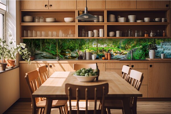 DIMEX | Fototapeta do kuchyne Botanická záhrada KI-420-134 | 420 x 60 cm | zelená, hnedá