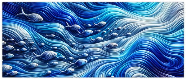 Obraz – Ryby vo vlnách (120x50 cm)