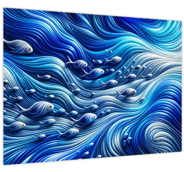 Obraz – Ryby vo vlnách (70x50 cm)