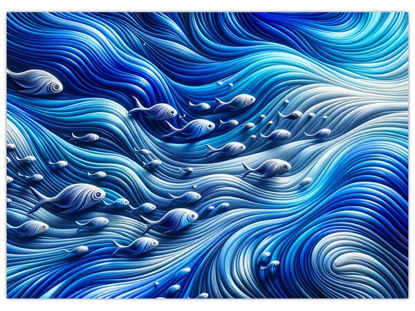Obraz – Ryby vo vlnách (70x50 cm)
