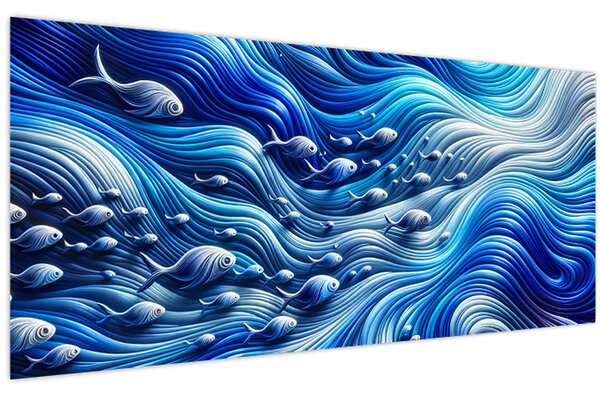 Obraz – Ryby vo vlnách (120x50 cm)