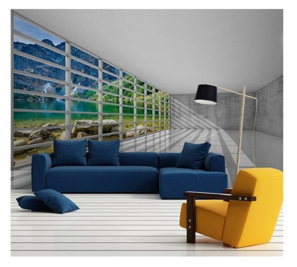 DIMEX | Vliesové fototapety na stenu Interiér s výhľadom MS-5-0039 | 375 x 250 cm | biela, šedá, viacfarebná