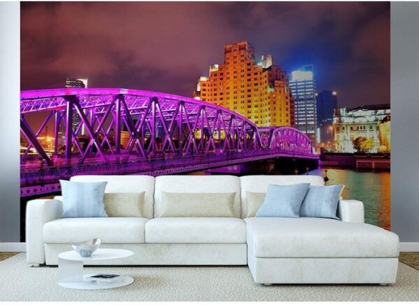 DIMEX | Vliesové fototapety na stenu Shangai MS-5-0022 | 375 x 250 cm | fialová, žltá, viacfarebná