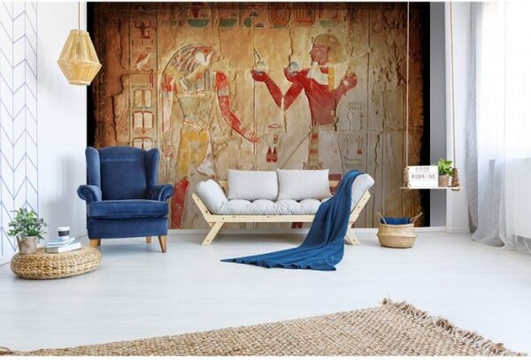 DIMEX | Vliesové fototapety na stenu Egyptská maľba MS-5-0052 | 375 x 250 cm | béžová, červená