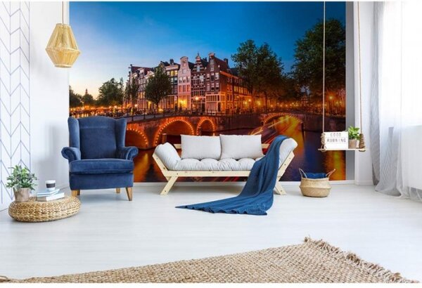 DIMEX | Vliesové fototapety na stenu Amsterdam MS-5-0023 | 375 x 250 cm | modrá, oranžová, hnedá, zelená