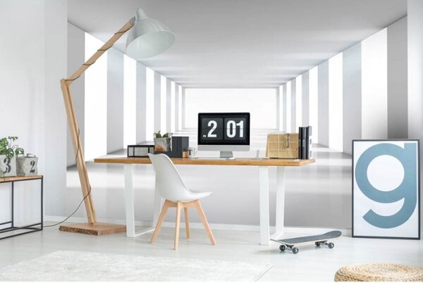 DIMEX | Vliesové fototapety na stenu 3D biela chodba MS-5-0036 | 375 x 250 cm | biela, šedá