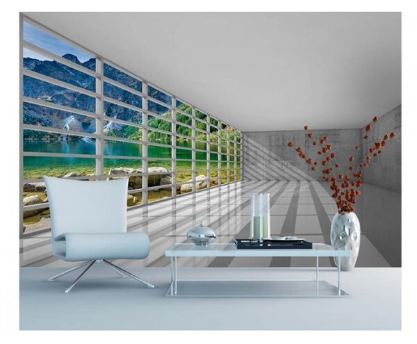 DIMEX | Vliesové fototapety na stenu Interiér s výhľadom MS-5-0039 | 375 x 250 cm | biela, šedá, viacfarebná
