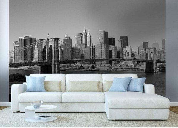 DIMEX | Vliesové fototapety na stenu Manhattan v šedej farbe MS-5-0010 | 375 x 250 cm | čiernobiela