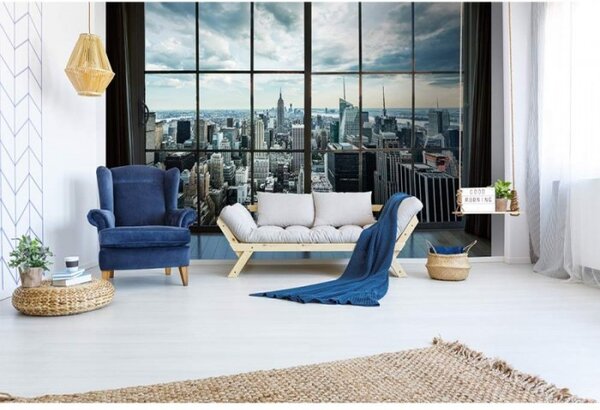 DIMEX | Vliesové fototapety na stenu Pohľad z okna na Manhattan MS-5-0009 | 375 x 250 cm | šedá, modrá, viacfarebná