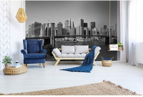 DIMEX | Vliesové fototapety na stenu Manhattan v šedej farbe MS-5-0010 | 375 x 250 cm | čiernobiela