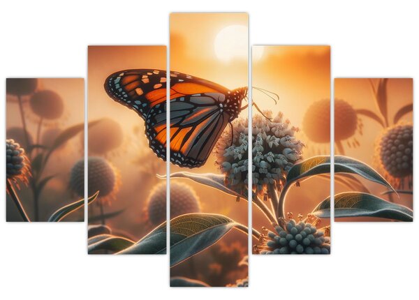 Obraz – Motýľ v zapadajúcom slnku (150x105 cm)