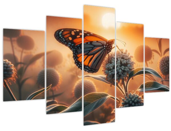 Obraz – Motýľ v zapadajúcom slnku (150x105 cm)