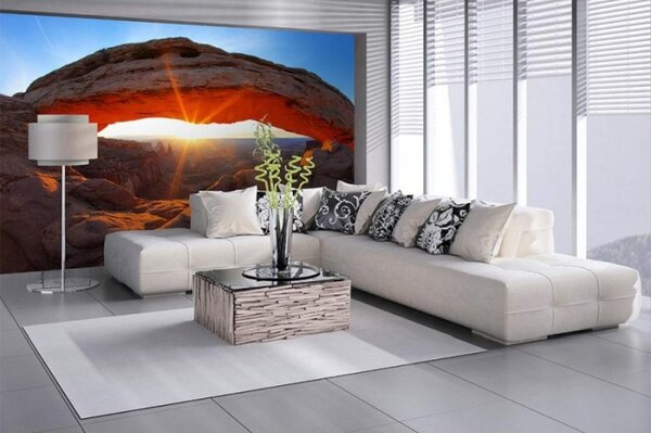 DIMEX | Vliesové fototapety na stenu Horská klenba MS-5-0053 | 375 x 250 cm | modrá, hnedá, červená