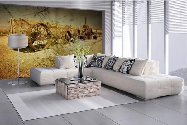 DIMEX | Vliesové fototapety na stenu Starý vagón MS-5-0058 | 375 x 250 cm | béžová