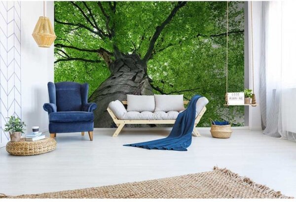 DIMEX | Vliesové fototapety na stenu Koruna stromu MS-5-0101 | 375 x 250 cm | šedá, zelená
