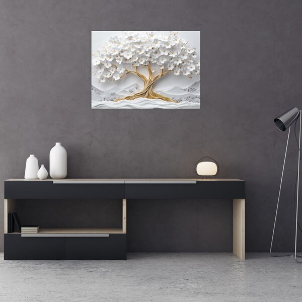 Obraz – 3D elegantný strom života plný kvetov (70x50 cm)