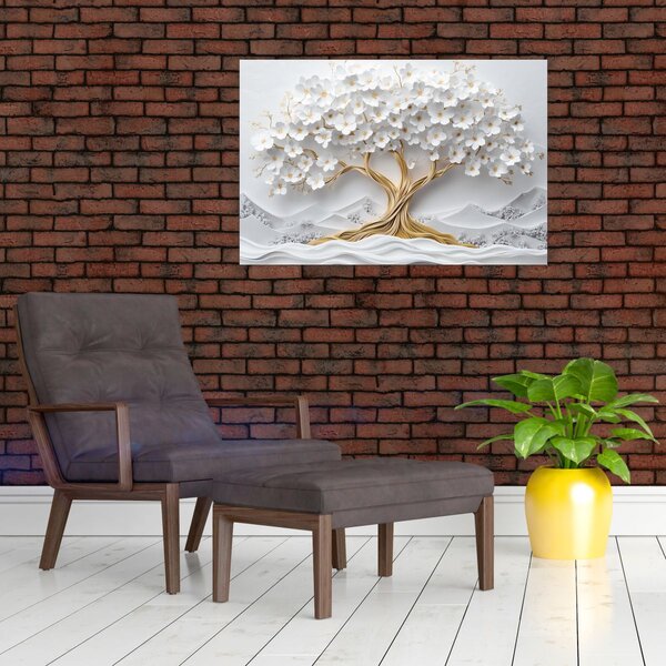 Obraz – 3D elegantný strom života plný kvetov (90x60 cm)