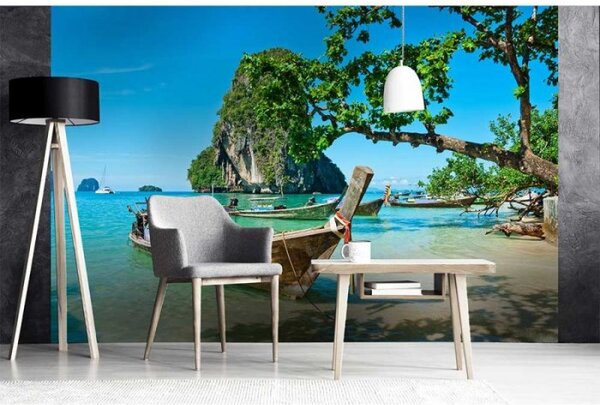 DIMEX | Vliesové fototapety na stenu Thajská loď MS-5-0198 | 375 x 250 cm | modrá, zelená, béžová