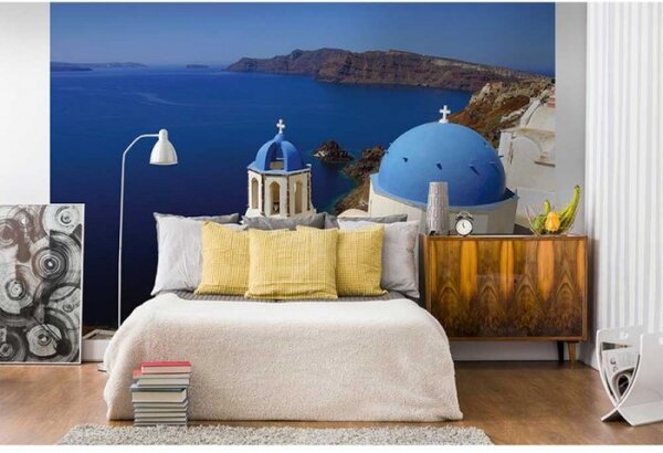 DIMEX | Vliesové fototapety na stenu Santorini MS-5-0199 | 375 x 250 cm | modrá, krémová, hnedá