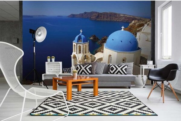DIMEX | Vliesové fototapety na stenu Santorini MS-5-0199 | 375 x 250 cm | modrá, krémová, hnedá