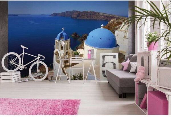 DIMEX | Vliesové fototapety na stenu Santorini MS-5-0199 | 375 x 250 cm | modrá, krémová, hnedá
