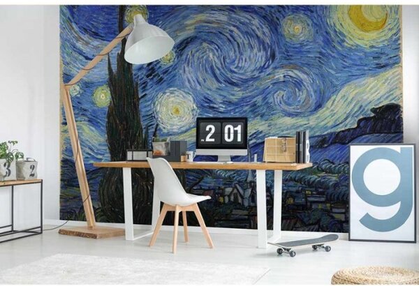 DIMEX | Vliesové fototapety na stenu Hviezdna noc od Vincenta van Gogha MS-5-0250 | 375 x 250 cm | modrá, žltá, čierna