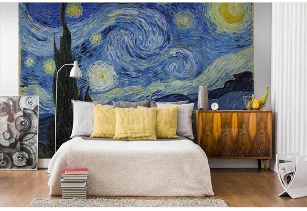 DIMEX | Vliesové fototapety na stenu Hviezdna noc od Vincenta van Gogha MS-5-0250 | 375 x 250 cm | modrá, žltá, čierna