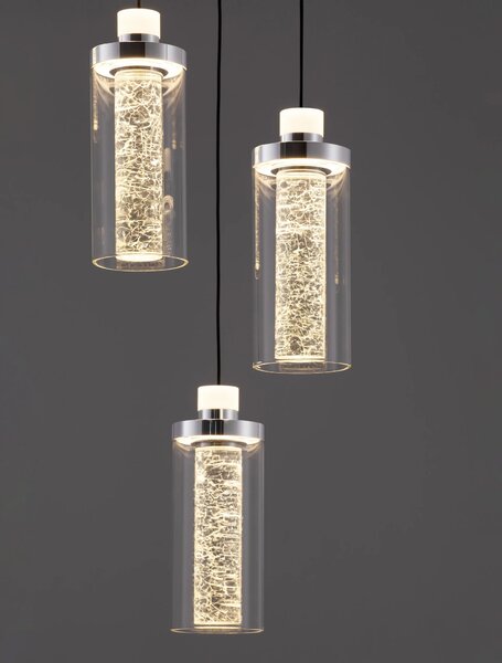 LED stmievateľný čierno-chrómový moderný luster Lune 190