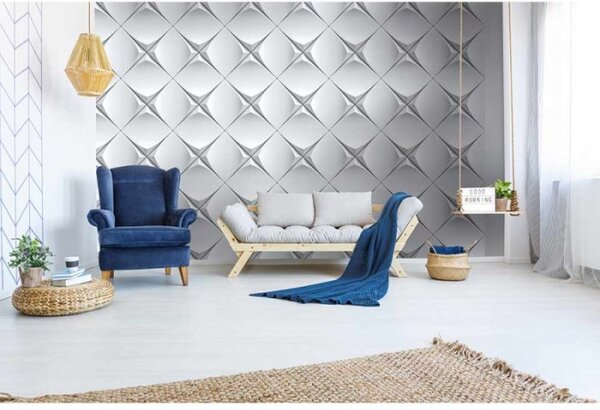 DIMEX | Vliesové fototapety na stenu 3D umelecký múr MS-5-0297 | 375 x 250 cm | biela, šedá