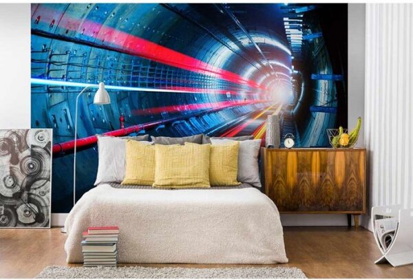 DIMEX | Vliesové fototapety na stenu Tunel MS-5-0267 | 375 x 250 cm | modrá, červená
