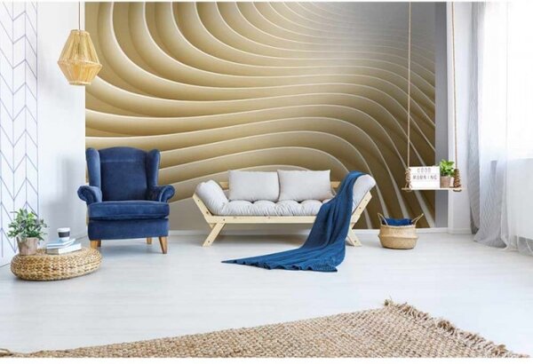 DIMEX | Vliesové fototapety na stenu 3D vlny MS-5-0296 | 375 x 250 cm | béžová