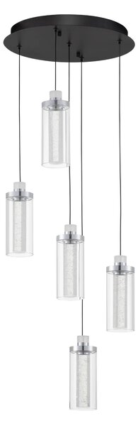 LED stmievateľný čierno-chrómový moderný luster Lune 190