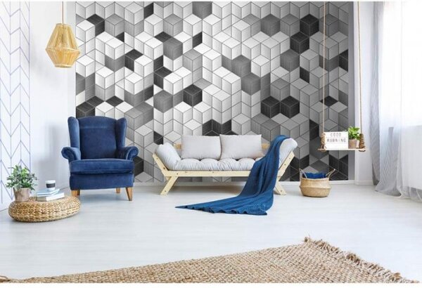 DIMEX | Vliesové fototapety na stenu Bloky kocky MS-5-0301 | 375 x 250 cm | čierna, biela