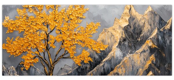 Obraz – Zlatý strom v horách (120x50 cm)