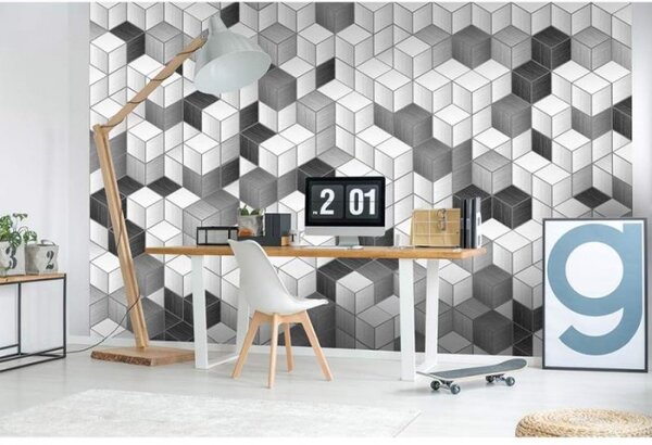 DIMEX | Vliesové fototapety na stenu Bloky kocky MS-5-0301 | 375 x 250 cm | čierna, biela