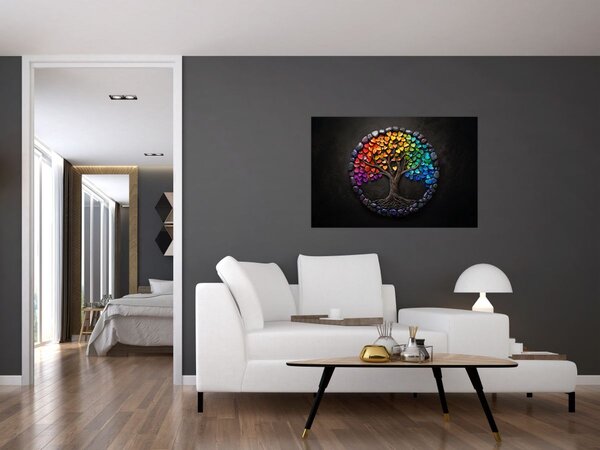 Obraz – Strom plný farebných sŕdc (90x60 cm)