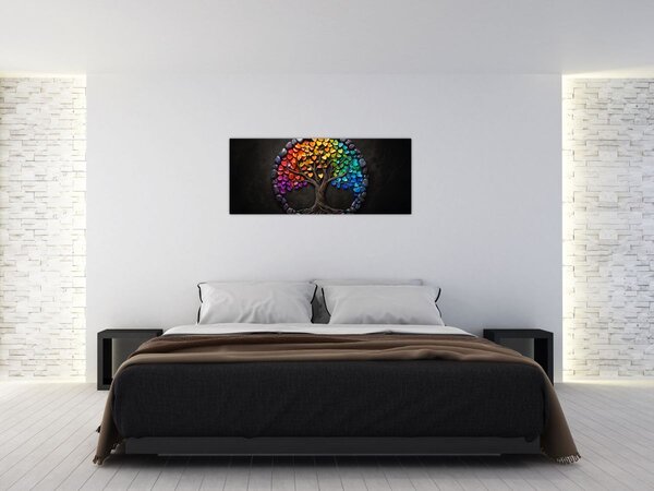 Obraz – Strom plný farebných sŕdc (120x50 cm)