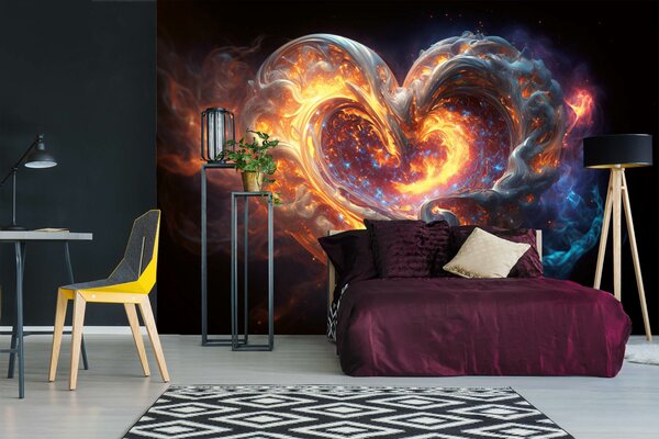 DIMEX | Vliesové fototapety na stenu Golden Heart MS-5-AI-0014 | 375 x 250 cm | čierna, oranžová, žltá, modrá