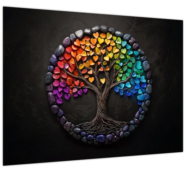 Obraz – Strom plný farebných sŕdc (70x50 cm)