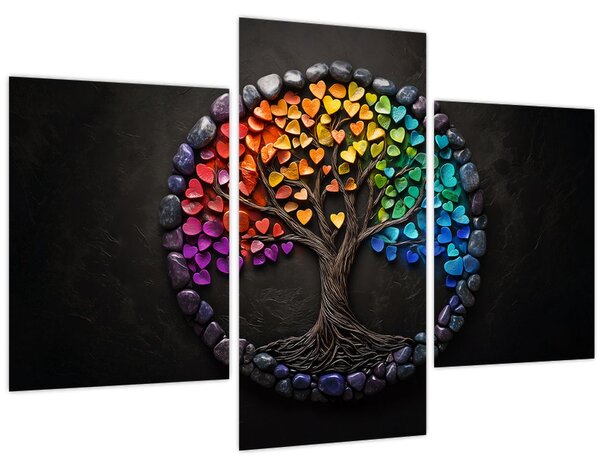 Obraz – Strom plný farebných sŕdc (90x60 cm)