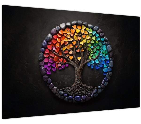 Obraz – Strom plný farebných sŕdc (90x60 cm)