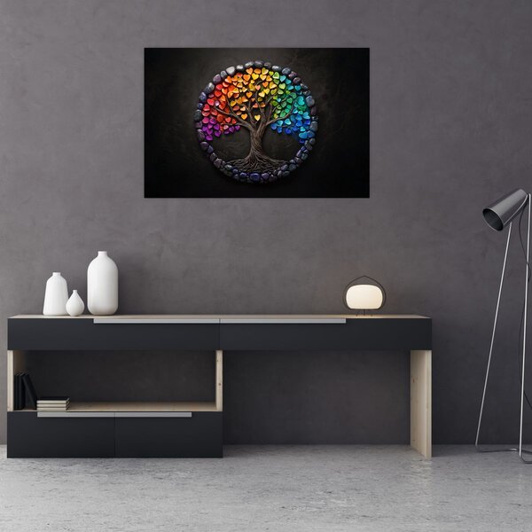 Obraz – Strom plný farebných sŕdc (90x60 cm)