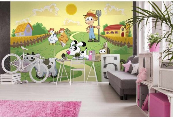 DIMEX | Vliesové fototapety na stenu Zvieratká z farmy MS-5-0334 | 375 x 250 cm | žltá, zelená, viacfarebná