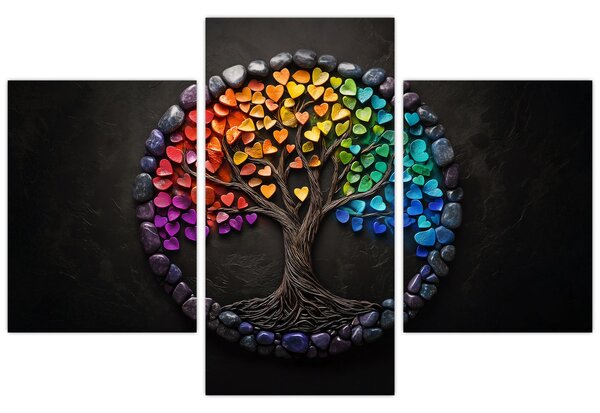 Obraz – Strom plný farebných sŕdc (90x60 cm)