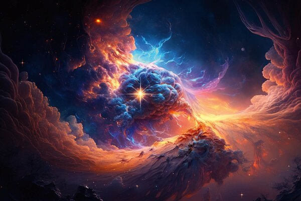 DIMEX | Vliesové fototapety na stenu Space and Stars MS-5-AI-0001 | 375 x 250 cm | čierna, oranžová, fialová