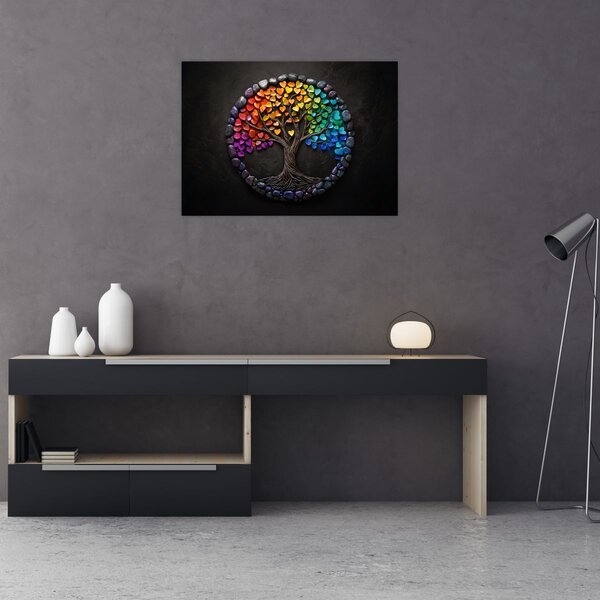 Obraz – Strom plný farebných sŕdc (70x50 cm)