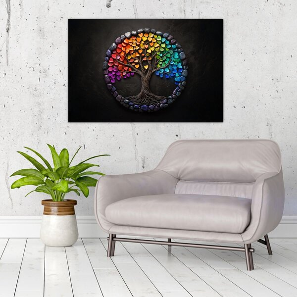 Obraz – Strom plný farebných sŕdc (90x60 cm)