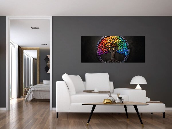 Obraz – Strom plný farebných sŕdc (120x50 cm)