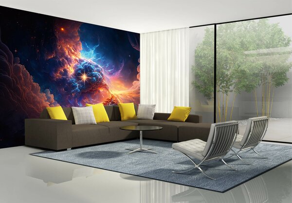 DIMEX | Vliesové fototapety na stenu Space and Stars MS-5-AI-0001 | 375 x 250 cm | čierna, oranžová, fialová
