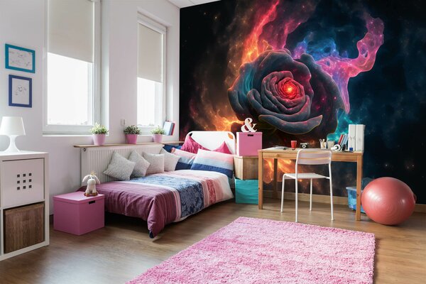 DIMEX | Vliesové fototapety na stenu Rose MS-5-AI-0012 | 375 x 250 cm | čierna, oranžová, modrá, ružová